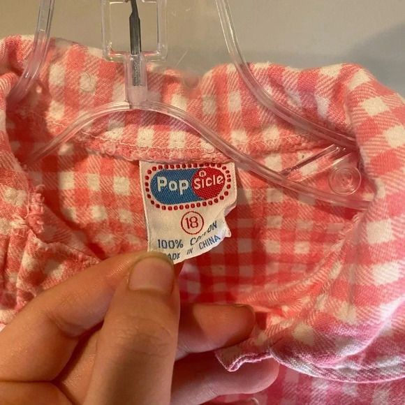 Vintage teal overalls. Size 18 months. Pink Checkered material inside and shirt - Picture 8 of 9